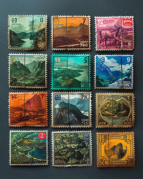 Photo a series of postage stamps commemorating wallpaper