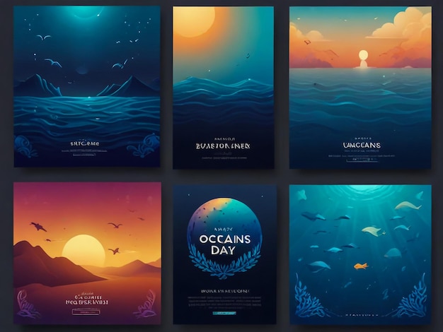 a series of posters for ocean seas day and ocean