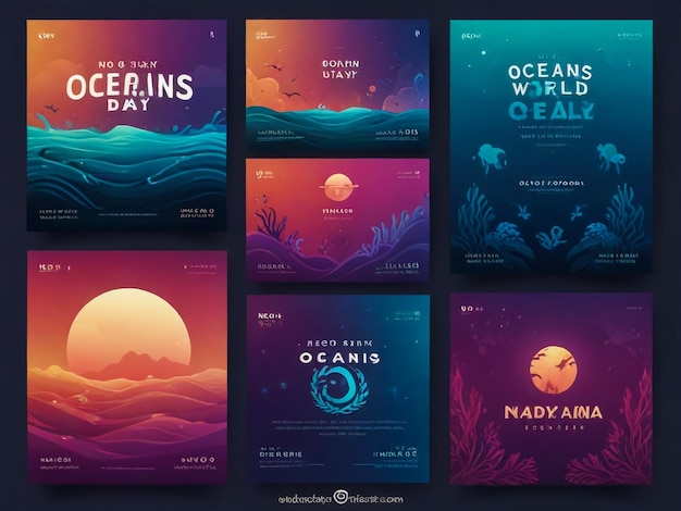 a series of posters for the oceans oceans are displayed