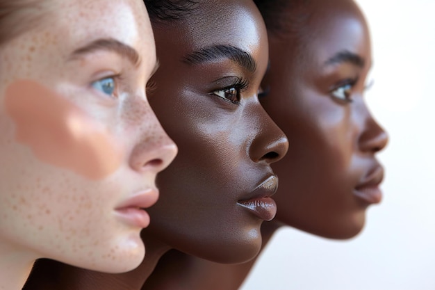 Photo a series of profile images showing different skin tones and ethnicities each persons face in focus