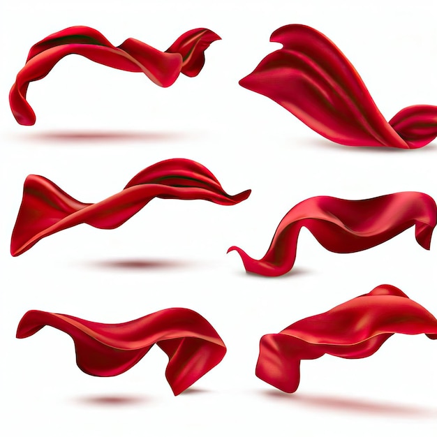 a series of red waving ribbons with a picture of a red waving.