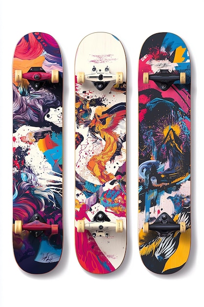 a series of skateboards with the word  the  the  on the bottom