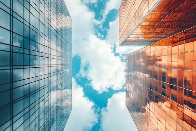 a series of skyscrapers with the sky in the background