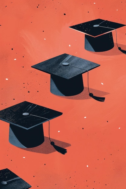 A series of sleek and modern illustrations showcasing graduation hats in sleek contemporary designs