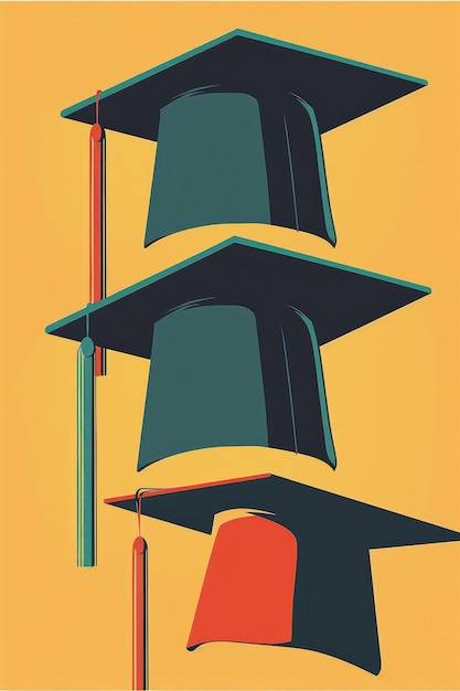 A series of sleek and modern illustrations showcasing graduation hats in sleek contemporary designs