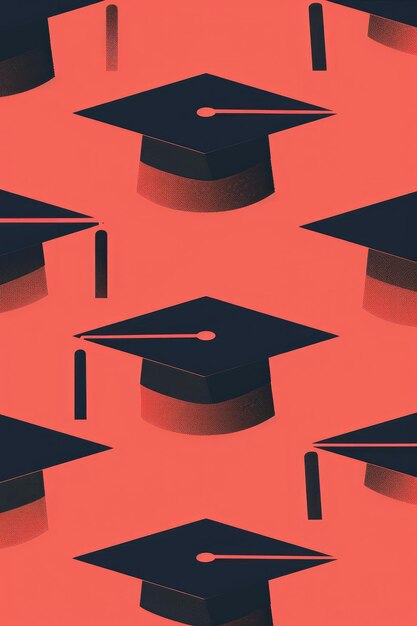 A series of sleek and modern illustrations showcasing graduation hats in sleek contemporary designs