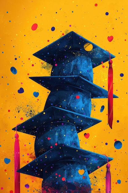 A series of sleek and modern illustrations showcasing graduation hats in sleek contemporary designs