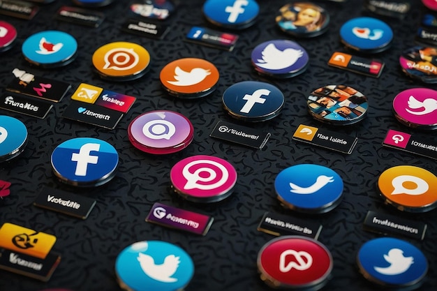 A series of social media badges and achievements displ