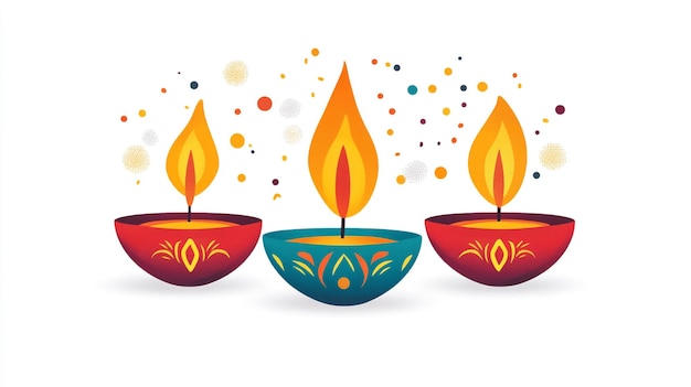 a series of three candles with colorful designs