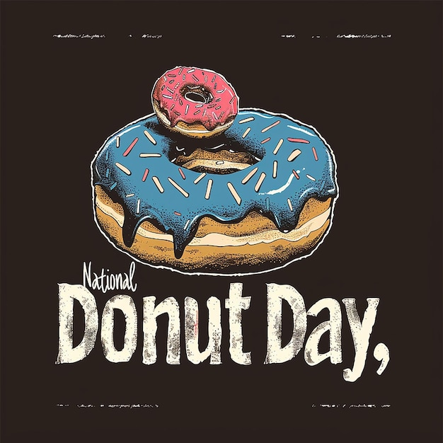 Photo serif font text that says national donut day typography