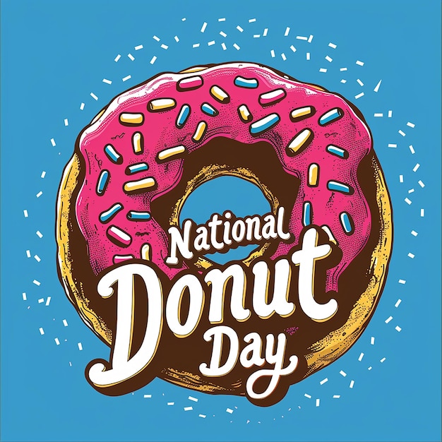 Photo serif font text that says national donut day typography