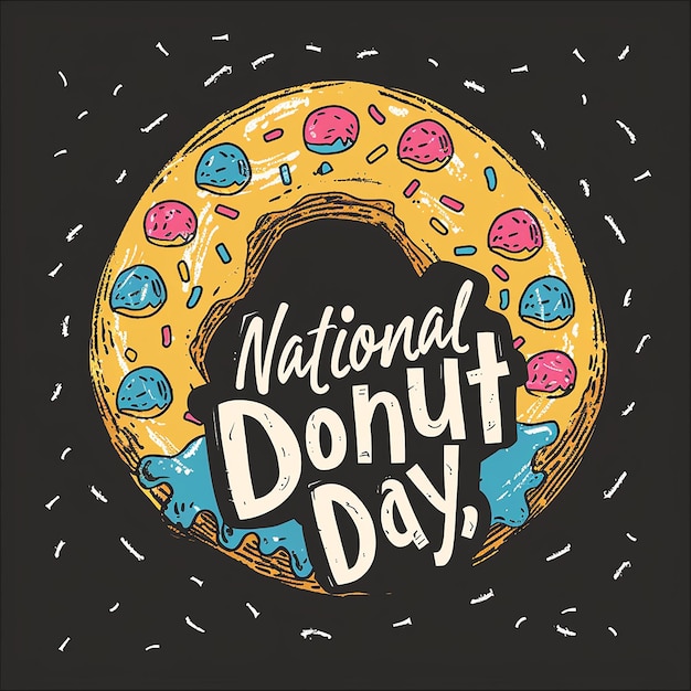 serif font text that says National Donut Day typography