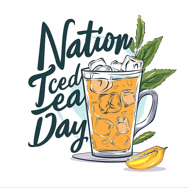 Photo serif font text that says national iced tea day typography