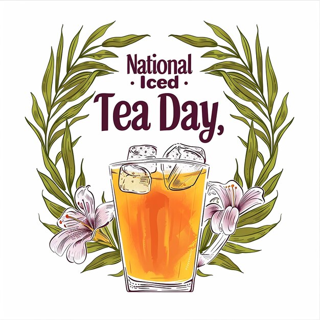 Photo serif font text that says national iced tea day typography