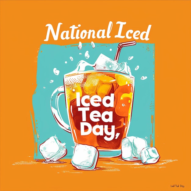 Photo serif font text that says national iced tea day typography