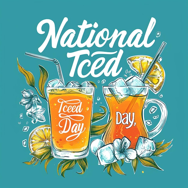 Photo serif font text that says national iced tea day typography