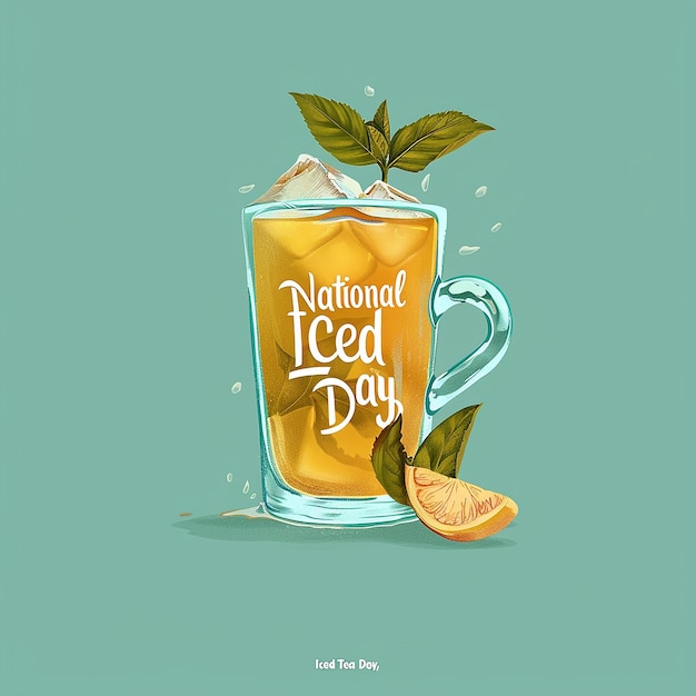 Photo serif font text that says national iced tea day typography