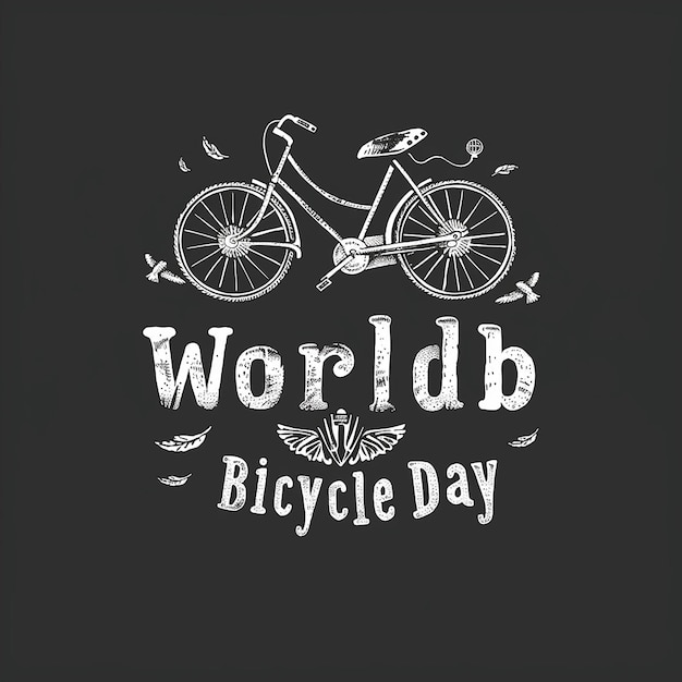 Photo serif font text that says world bicycle day typography