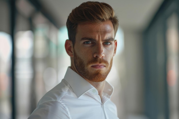 Serious Business Man Attractive Executive Looking Portrait of Male Businessman in White Shirt