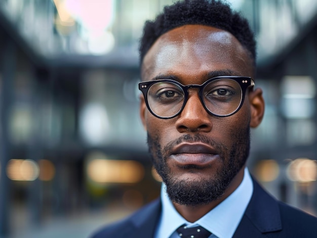 Serious businessman with glasses and beard