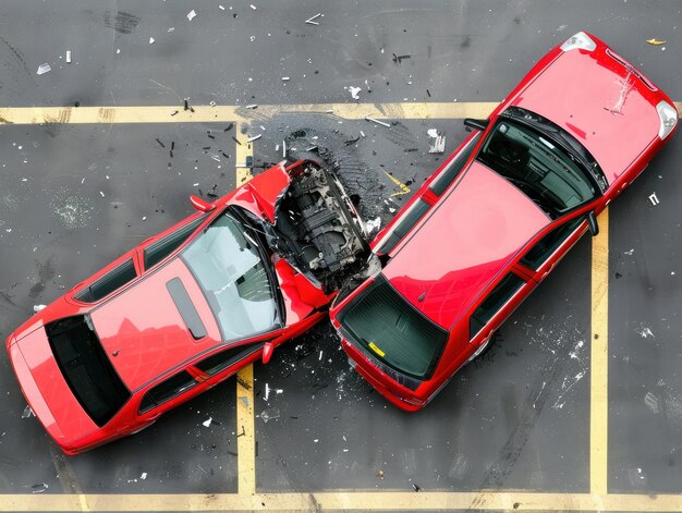 Photo serious traffic accident at an intersection with traffic lights