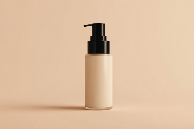 Photo serum bottle on beige background