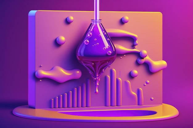 Serum pipette drops on a banner on a neon purple background