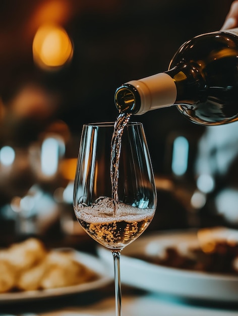 Server pouring fine wine into a glass with graceful ease