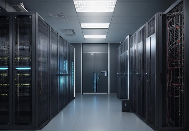 Server room data center 3d rendering