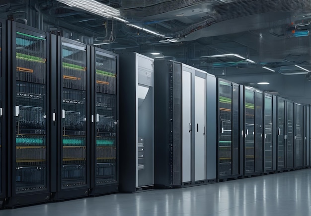 Server room data center 3d rendering