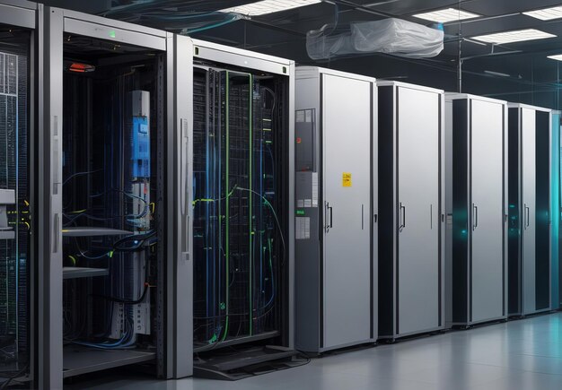 Server room data center 3d rendering