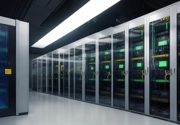 Server room data center 3d rendering