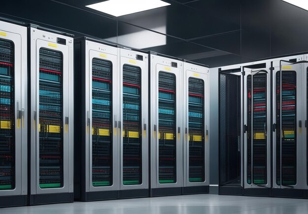 Server room data center 3d rendering