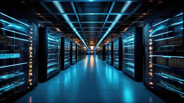 Server room interior in datacenter