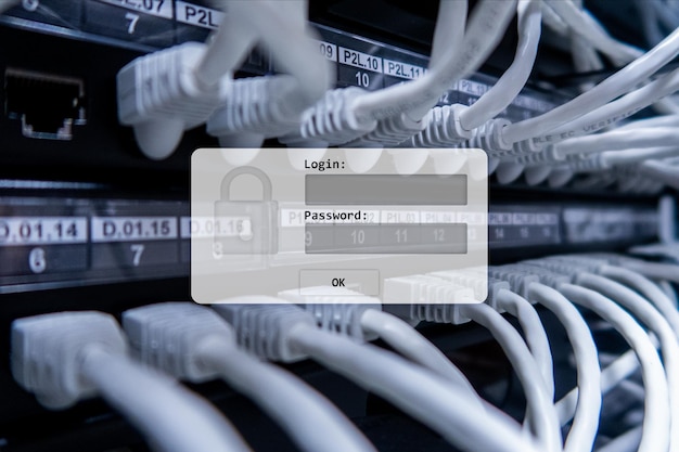 Server room login and password request data access and security