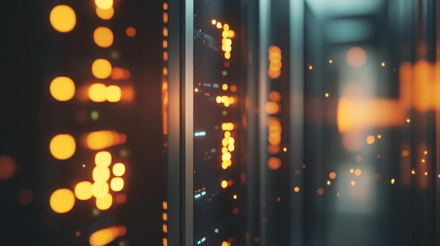 Server Room with Glowing Lights