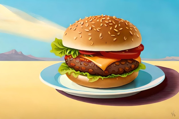 Sesame Bun Cheeseburger Perfection 3d illustration