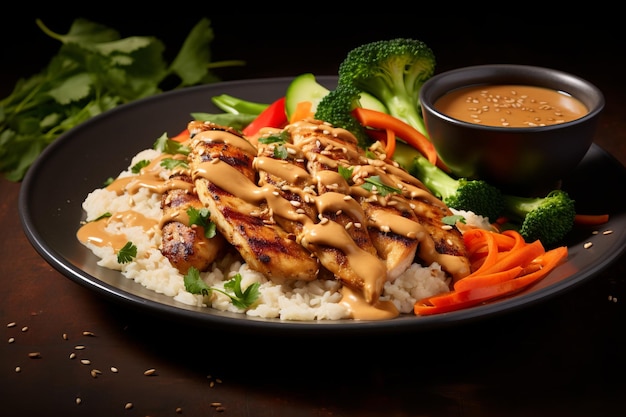 Sesame Chicken with Creamy Satay Sauce thai Food