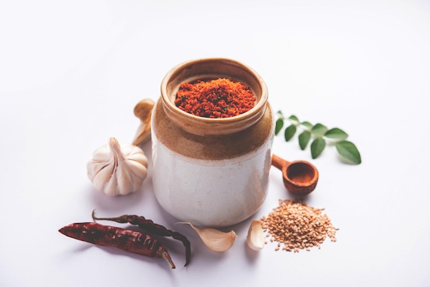 Sesame garlic chilli dry chutney powder Til Lahsun chutney Indian side dish or relish