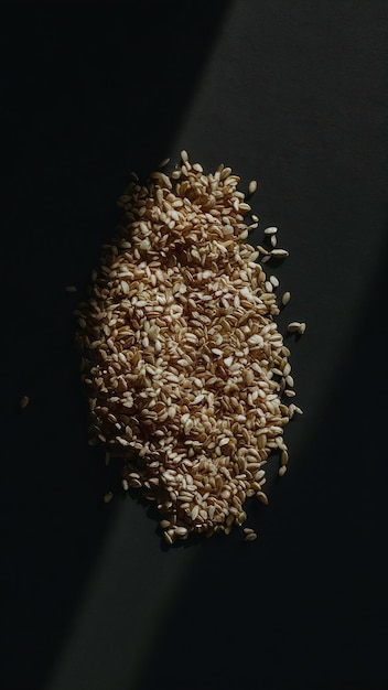 Sesame seeds on dark background