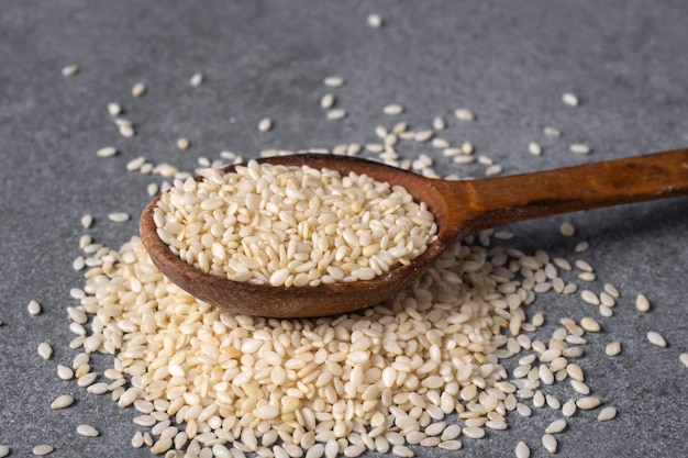 Sesame seeds on the kitchen table