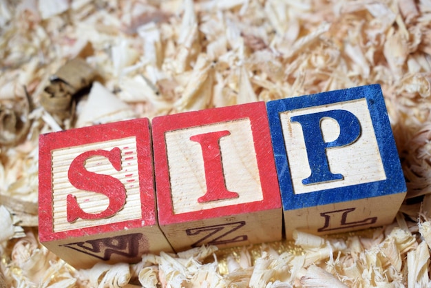 Photo session initiation protocol (sip) acronym arranged with wooden blocks