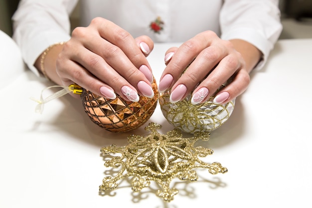 Session of the manicure in the beauty salon.