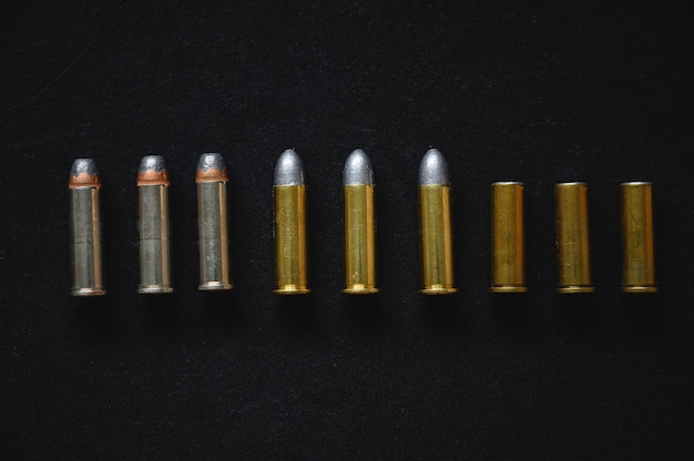 Set of 0.38 revolver handgun bullets