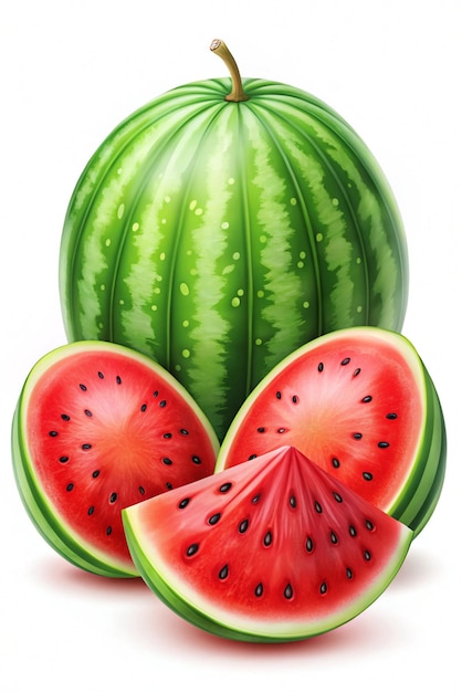 Set of 3D watermelons with shadows