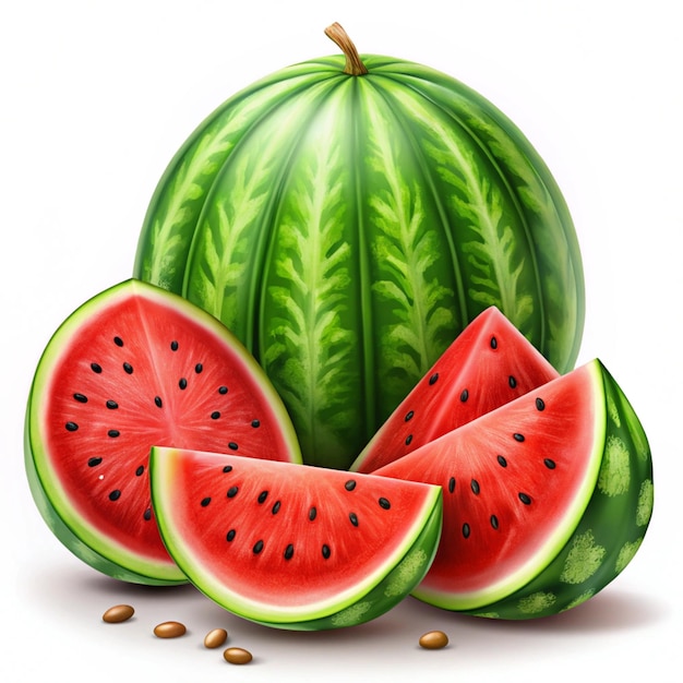 Set of 3D watermelons with shadows