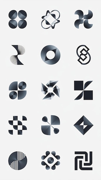 Photo set of abstract geometric logo shapes modern logotypes collection