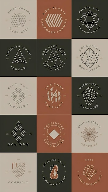 Photo set of abstract geometric logo shapes modern logotypes collection