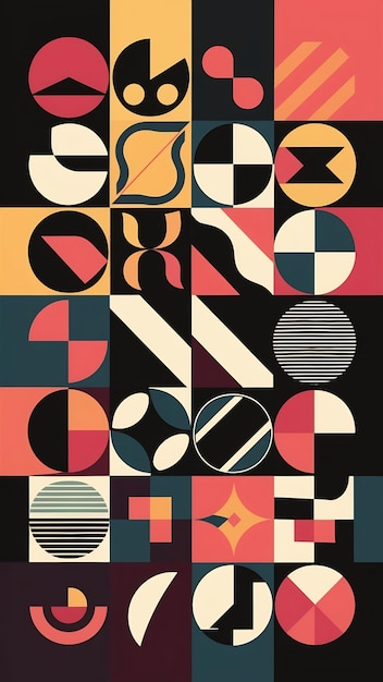 Set Of Abstract Geometric Posters Colletion of Shape Pattern Designs Bauhaus Backgrounds