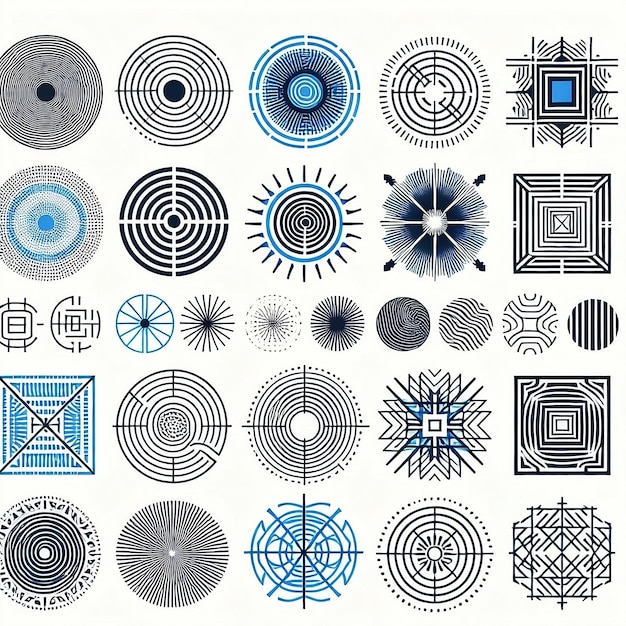 Photo set of abstract geometric symbols vector design elements